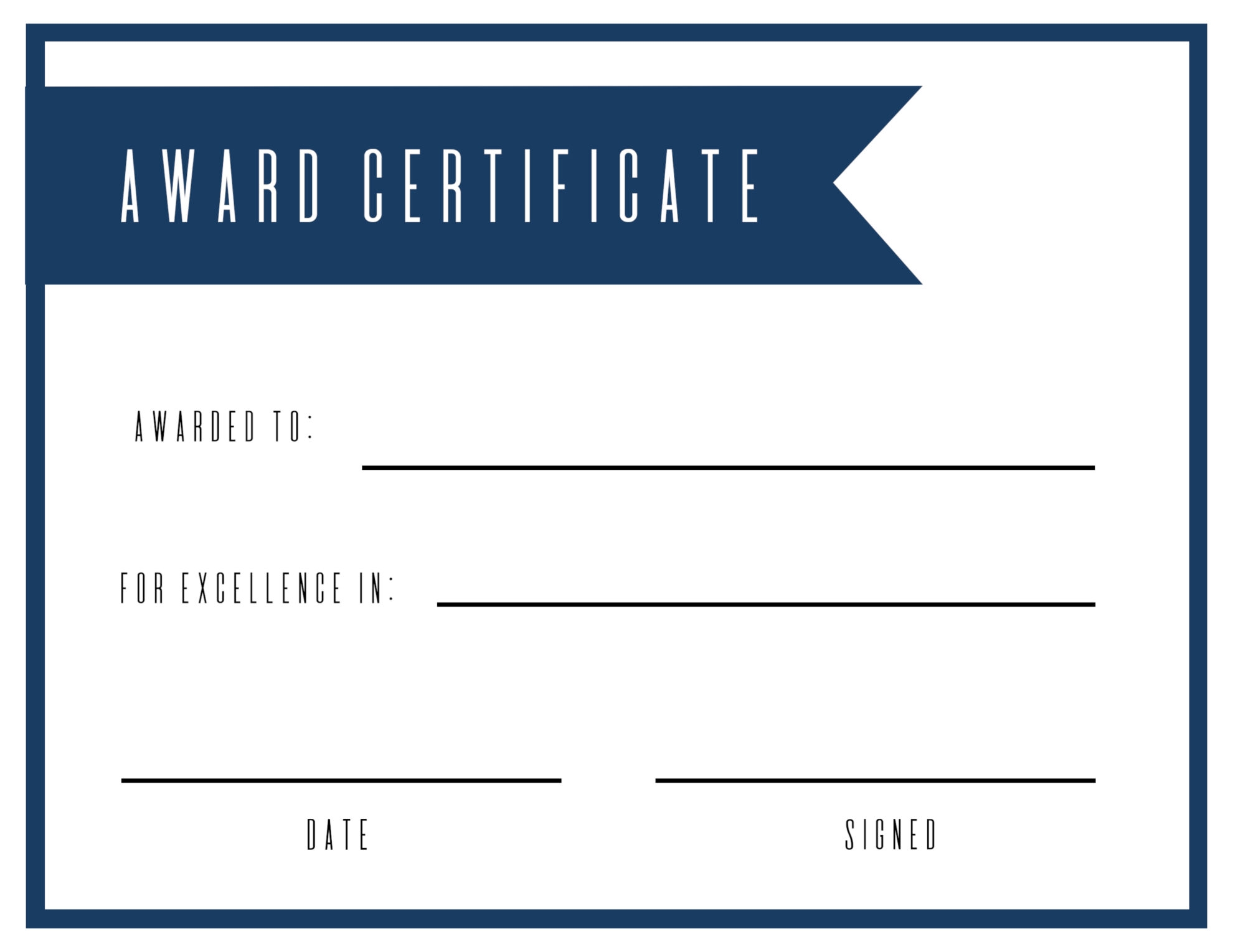 Best Overall Award Certificate Printable