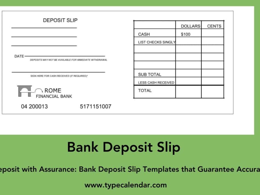 Free Printable Bank Deposit Slip Examples Filled Out PDF