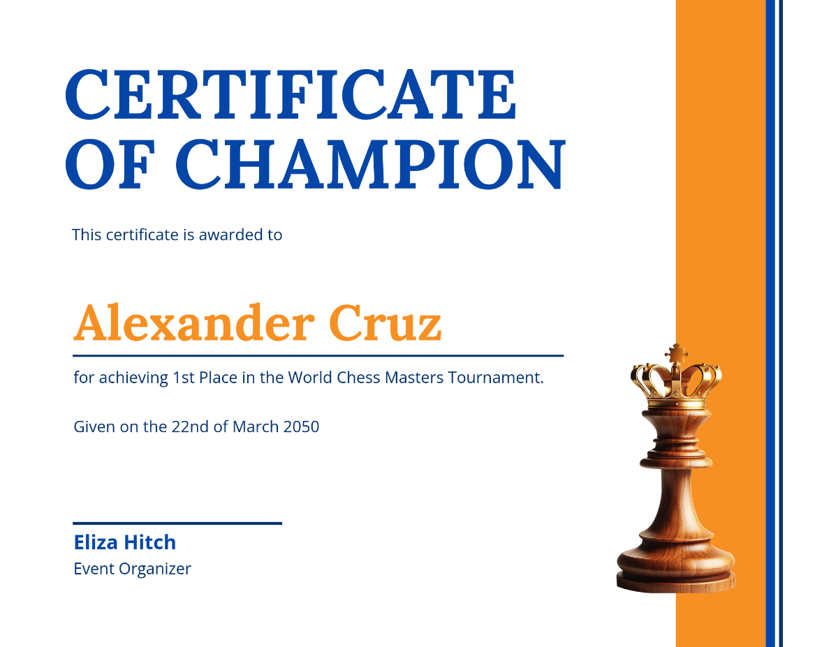 Free Printable Champion Certificate Templates To Customize Online