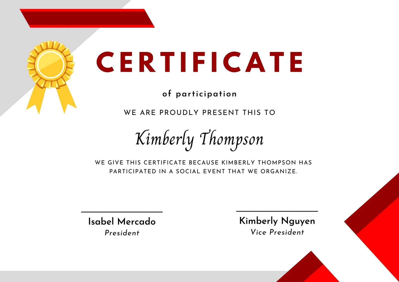 Free Printable Custom Participation Certificate Templates Canva