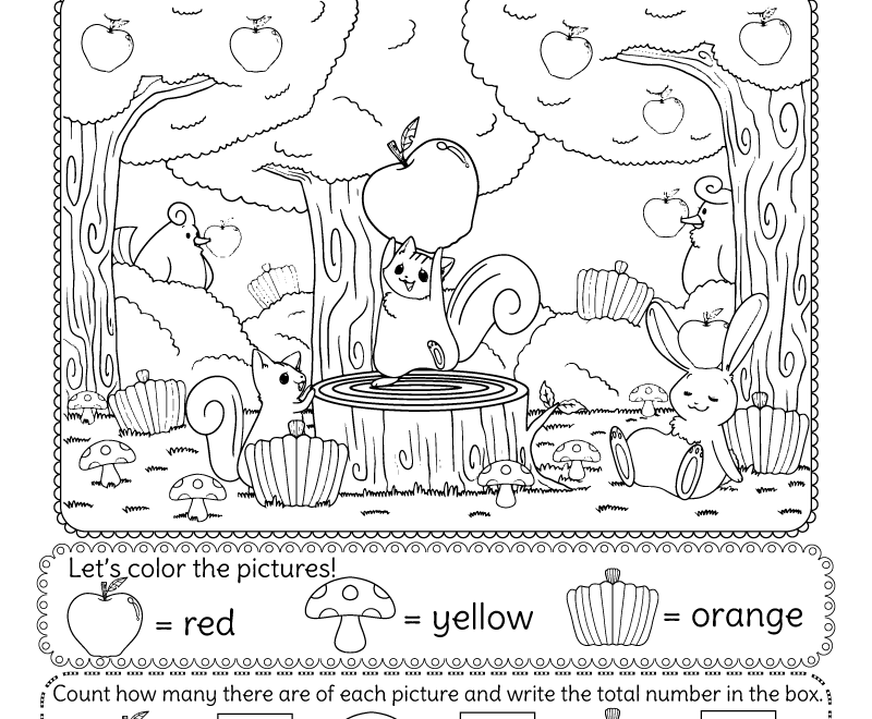 Free Printable Fall Counting Worksheet