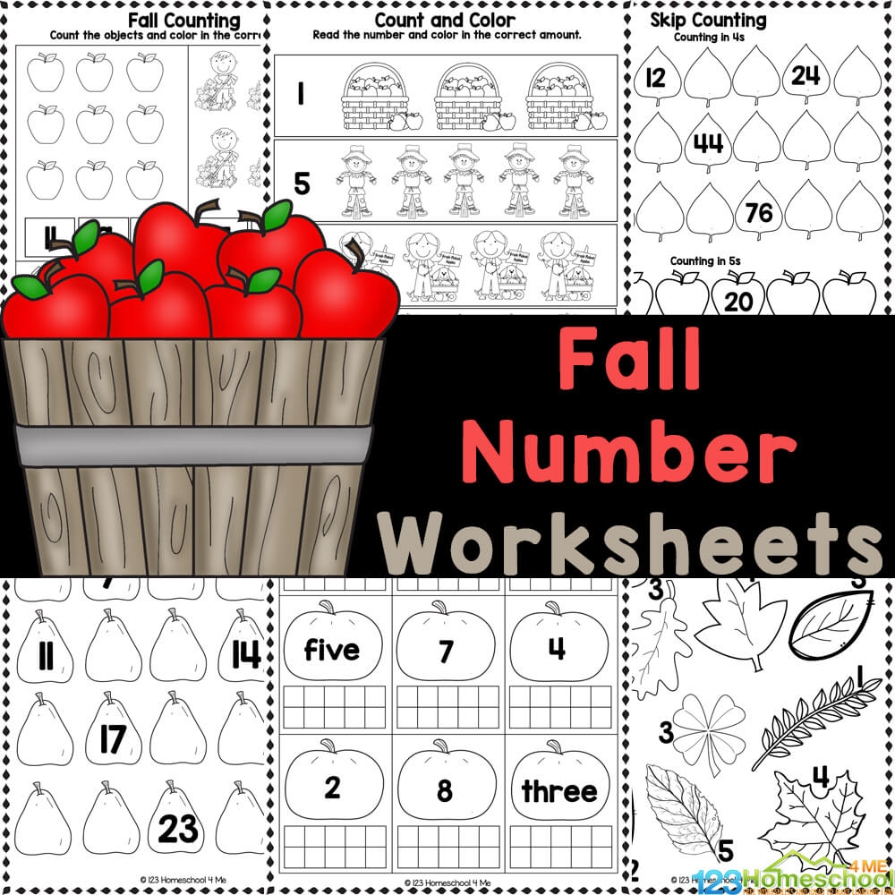 Free Fall Counting Worksheet Printable