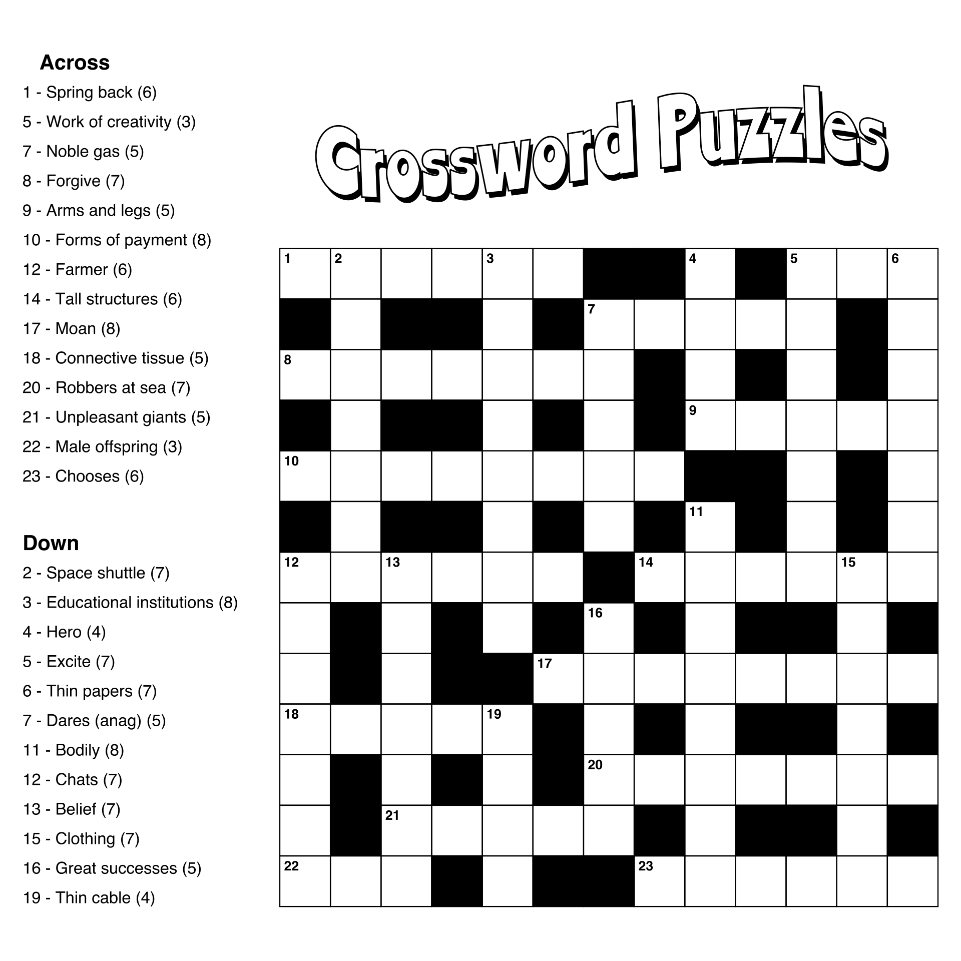 Free Printable Large Print Crossword Puzzles For Seniors Worksheets Library