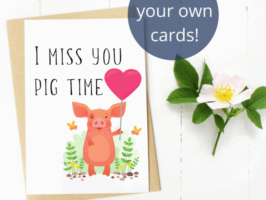 FREE PRINTABLE MISS YOU PIG TIME CARD BRAMBLE AVENUE