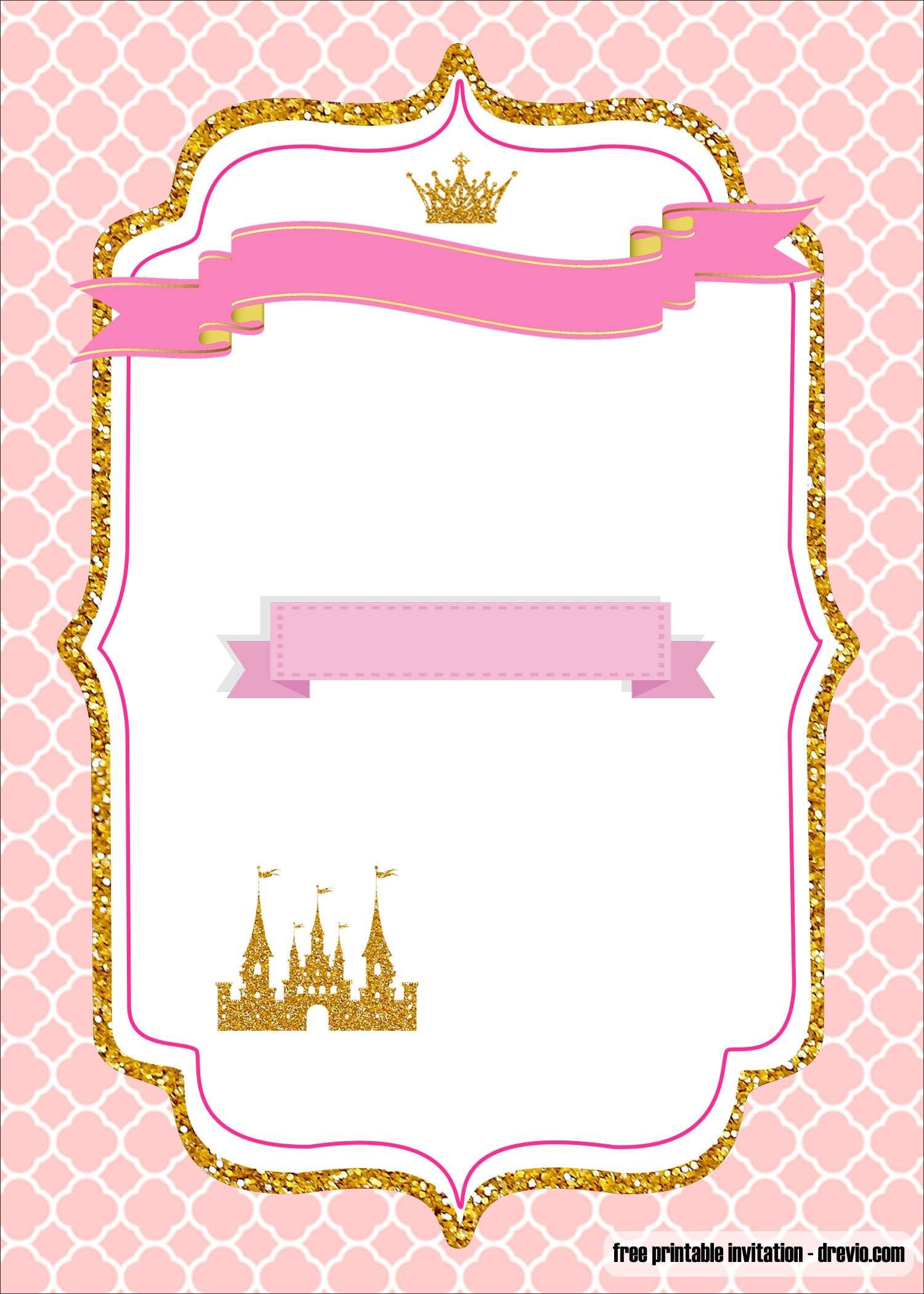 FREE Printable Royal Princess Party Invitation Templates Worksheets Library