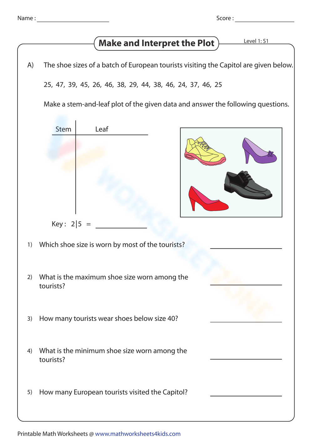 Stem And Leaf Plot Free Printable Worksheets