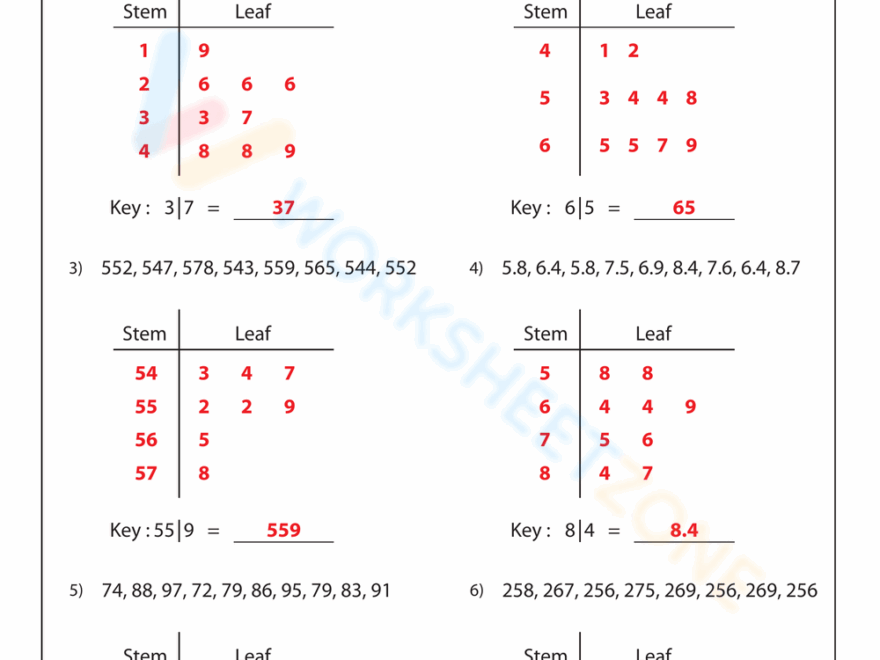 Free Printable Stem And Leaf Plot Worksheets For Teaching Worksheets Library