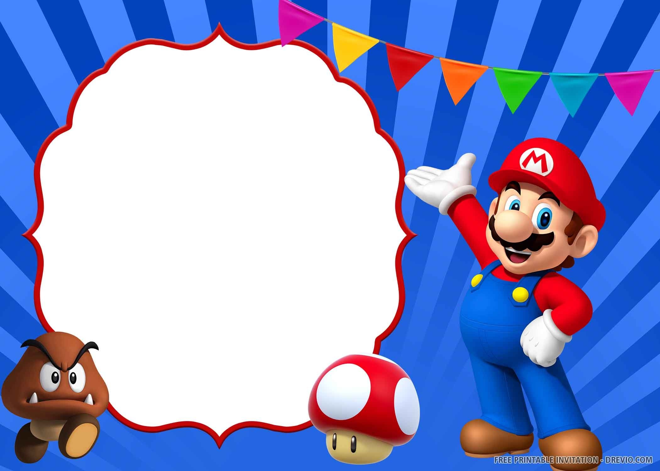 FREE PRINTABLE Super Mario Birthday Invitation Templates Worksheets Library