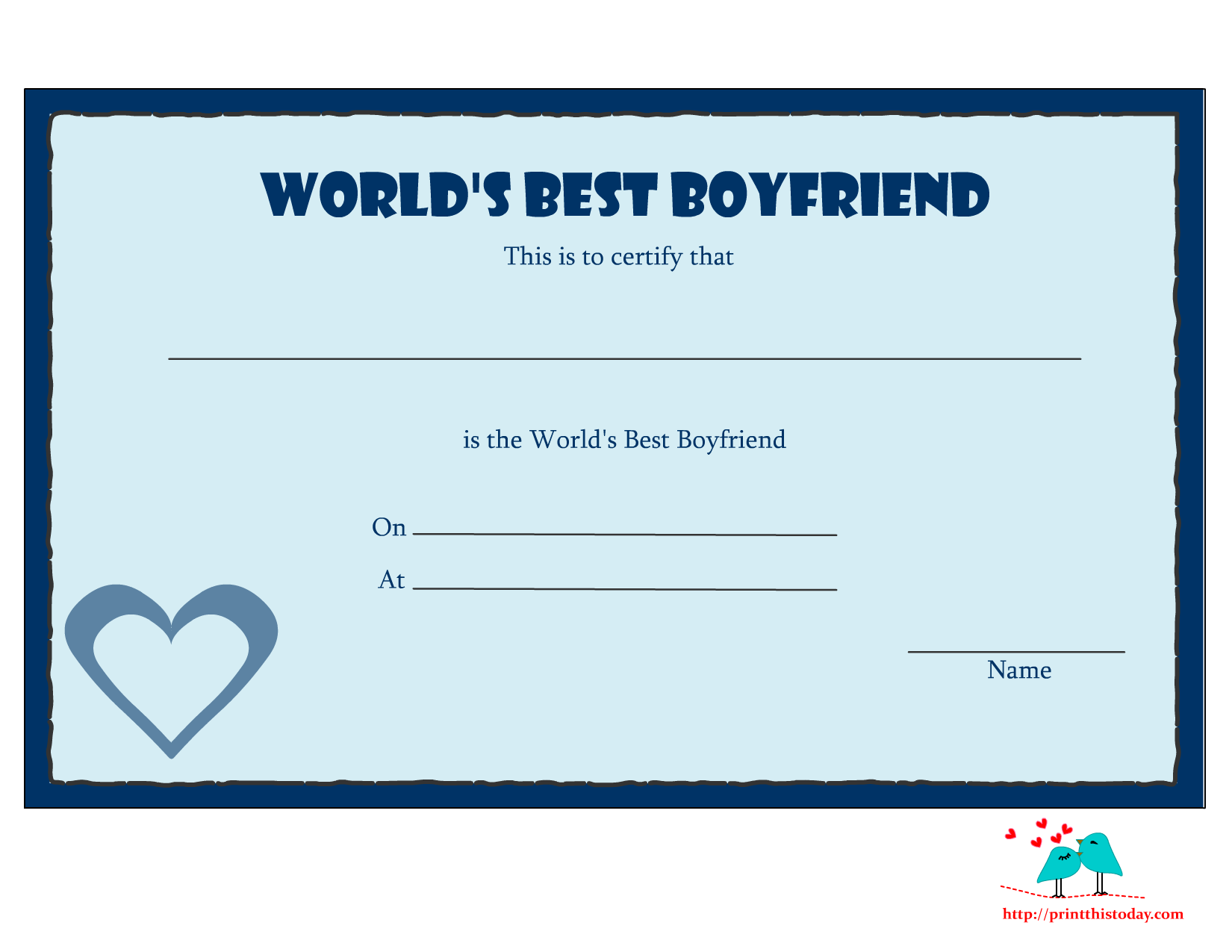 Free Printable World s Best Boyfriend Certificates