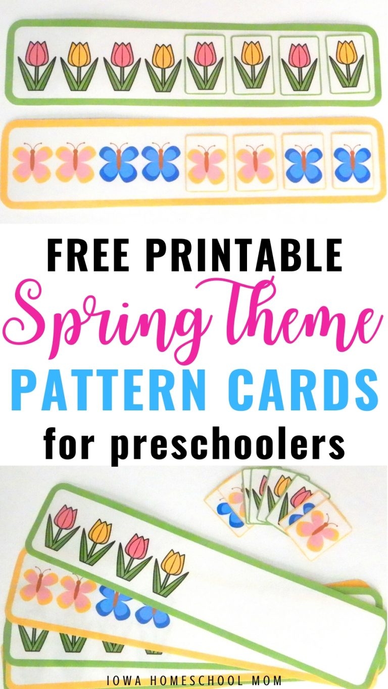 Free Spring Theme Printable Pattern Cards For Preschoolers Prairie Roots Homeschool