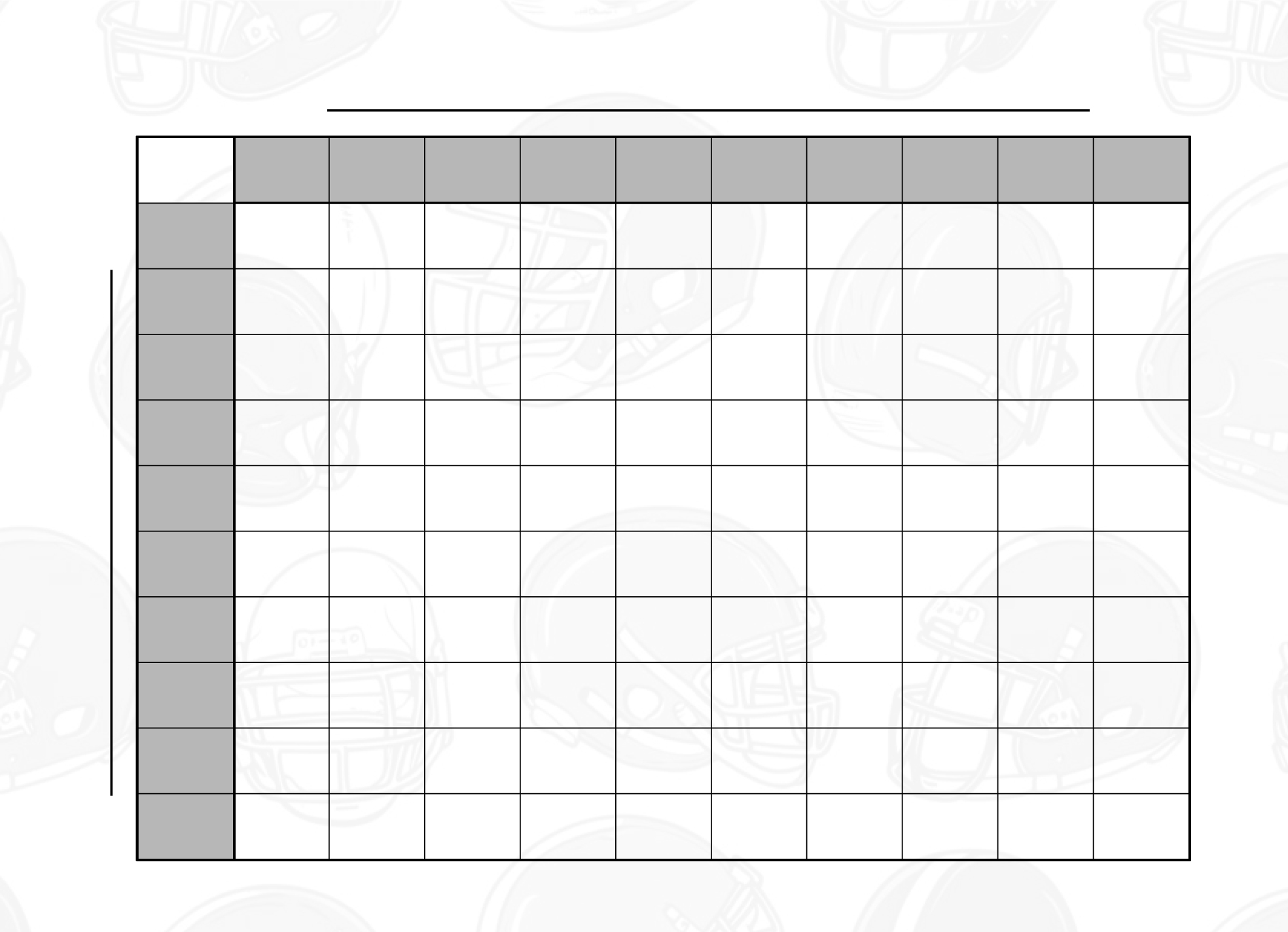 Blank Free Printable Football Squares 100