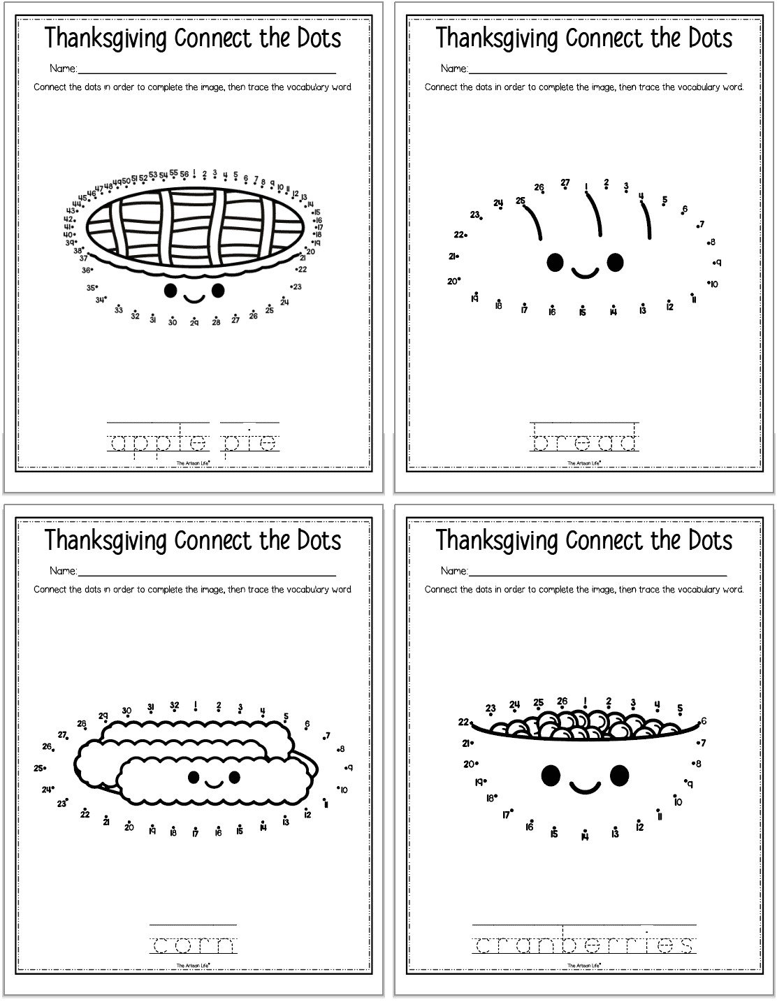 Free Thanksgiving Connect The Dots Printables The Artisan Life
