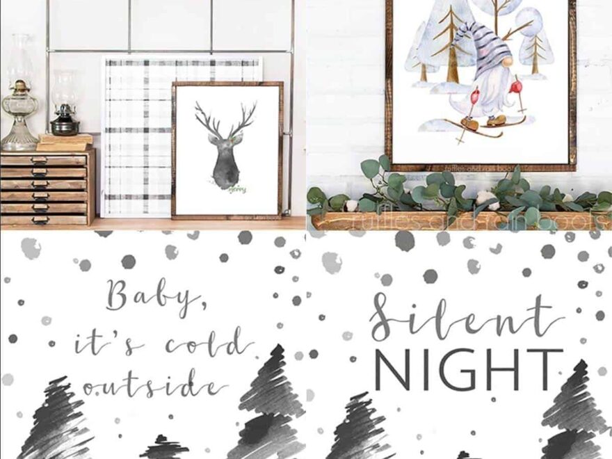 Free Winter Watercolor Printable Designs Ruffles And Rain Boots