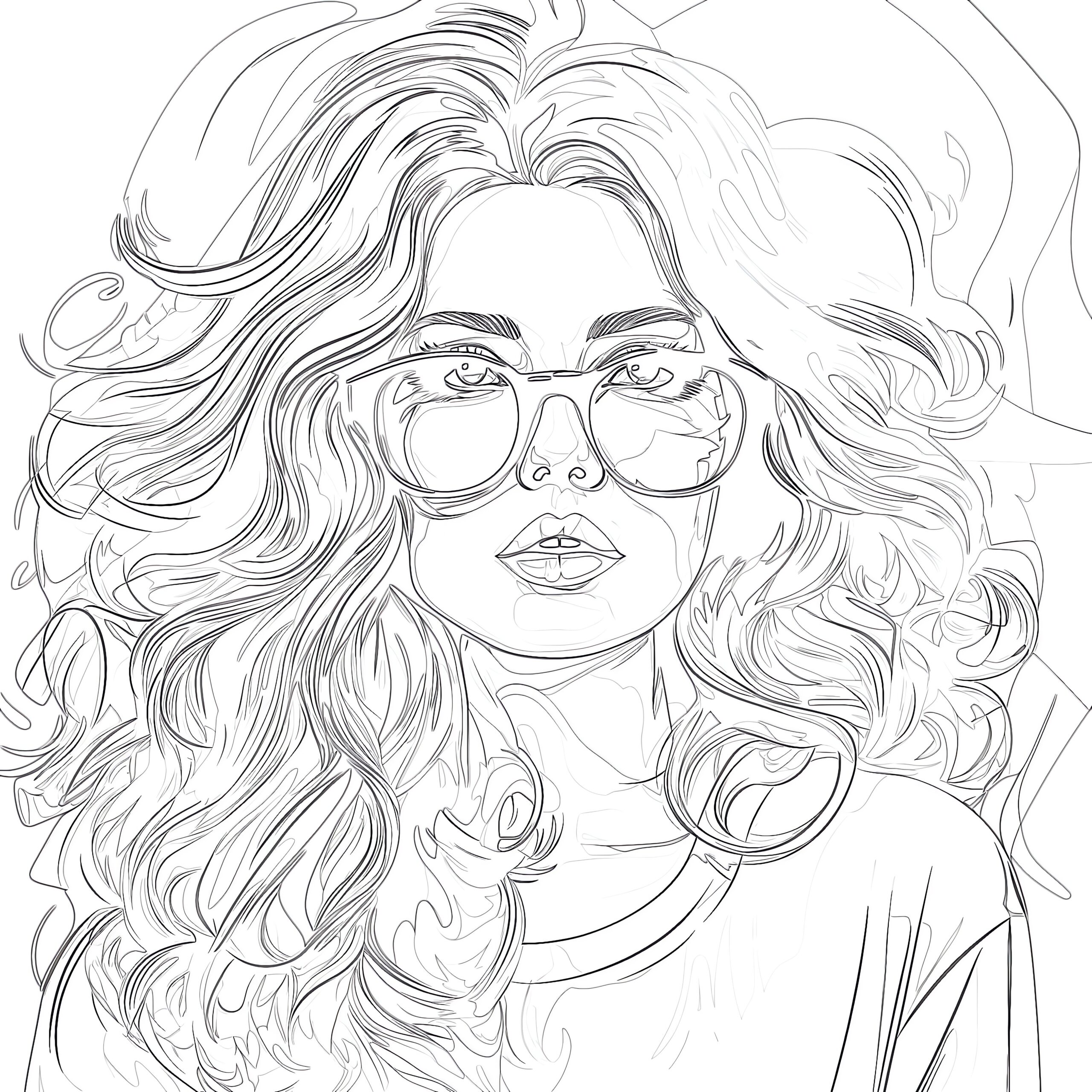 Girl With Glasses Coloring Page Coloring Pages Mimi Panda