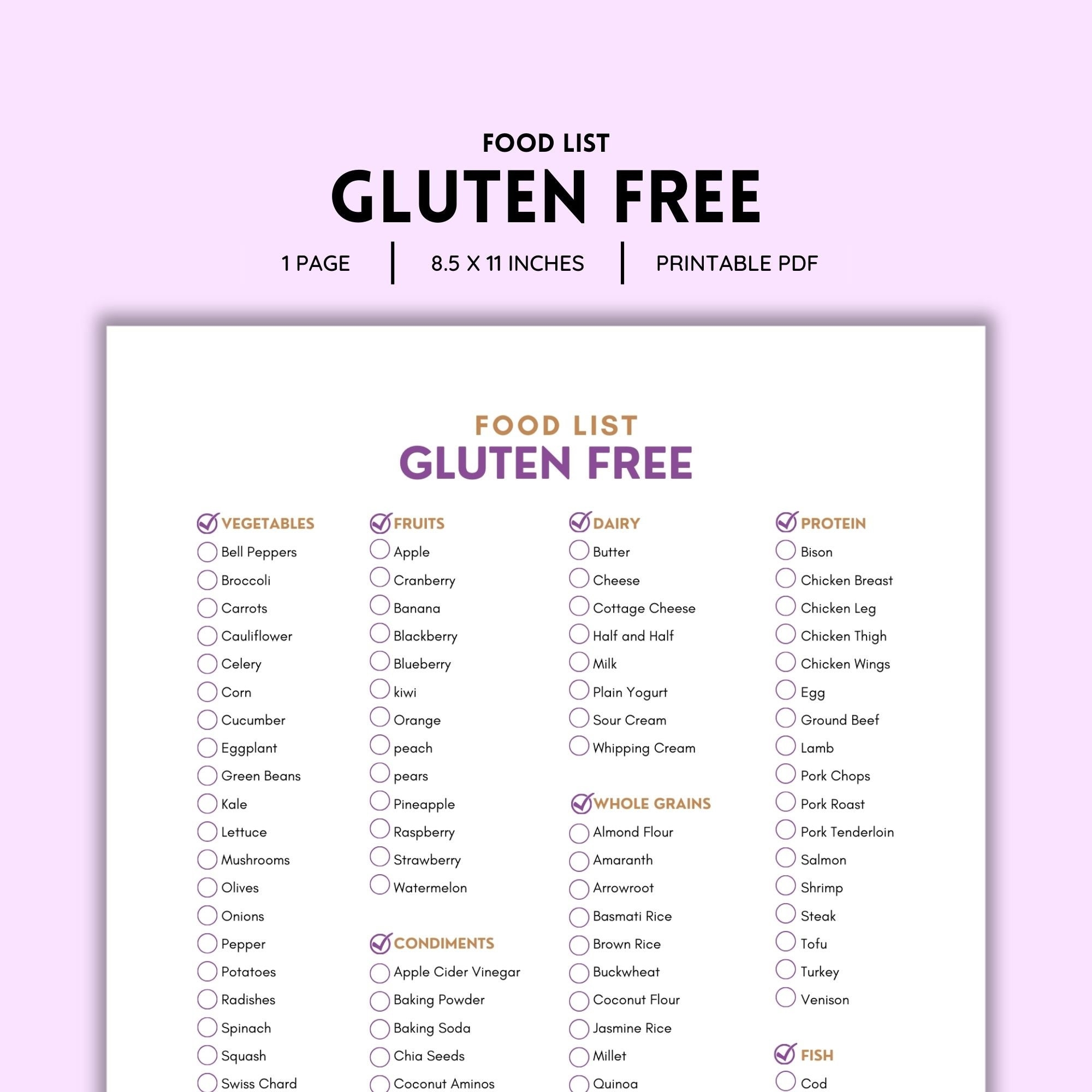Printable List Of Gluten Free Foods