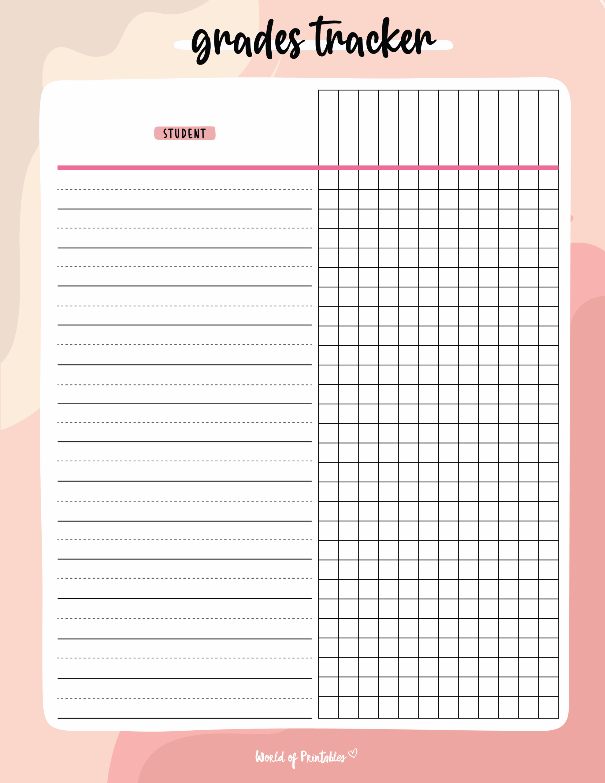 Grade Trackers World Of Printables