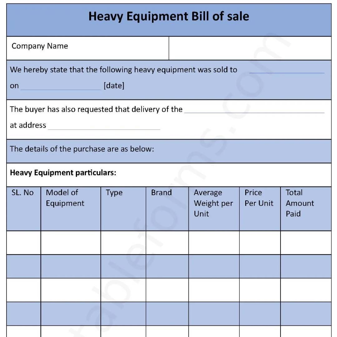 Forklift Bill Of Sale Printable Form