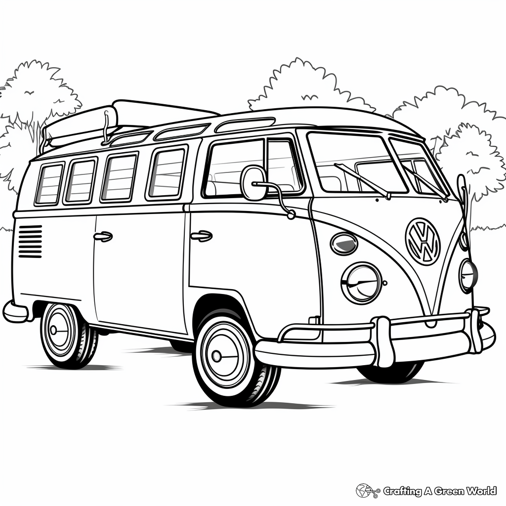 Hippie Van Coloring Pages Free Printable 
