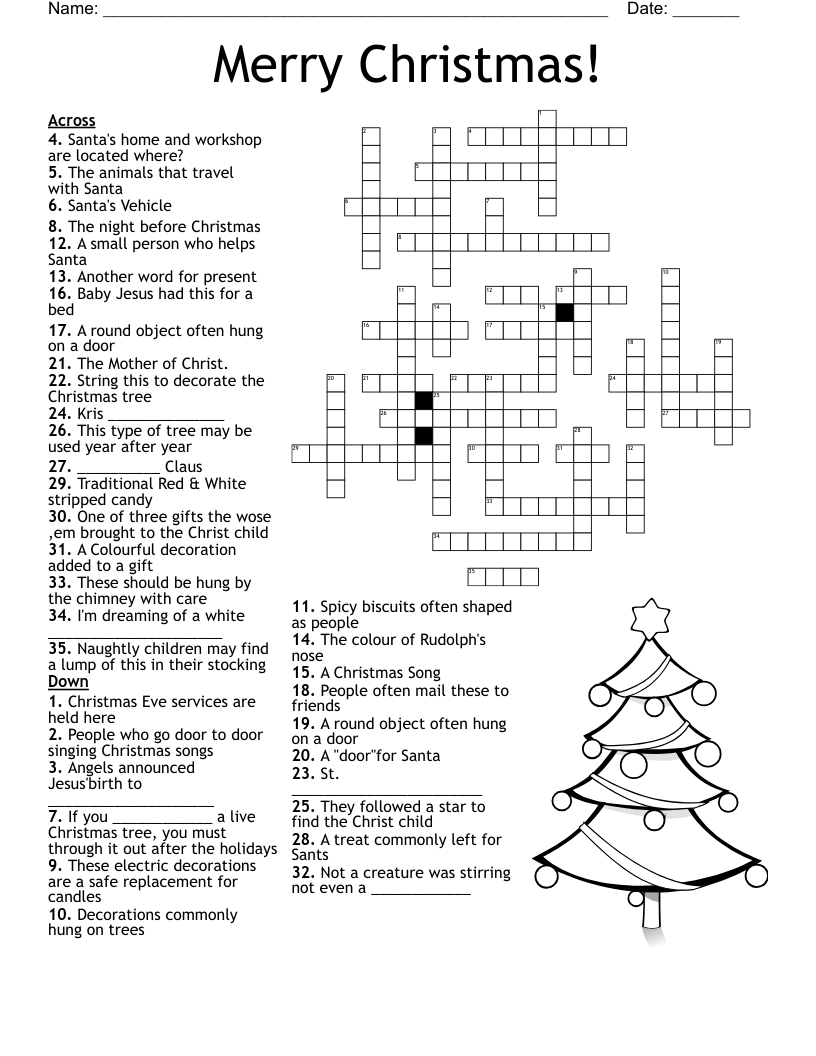 Free Printable Christmas Crosswords