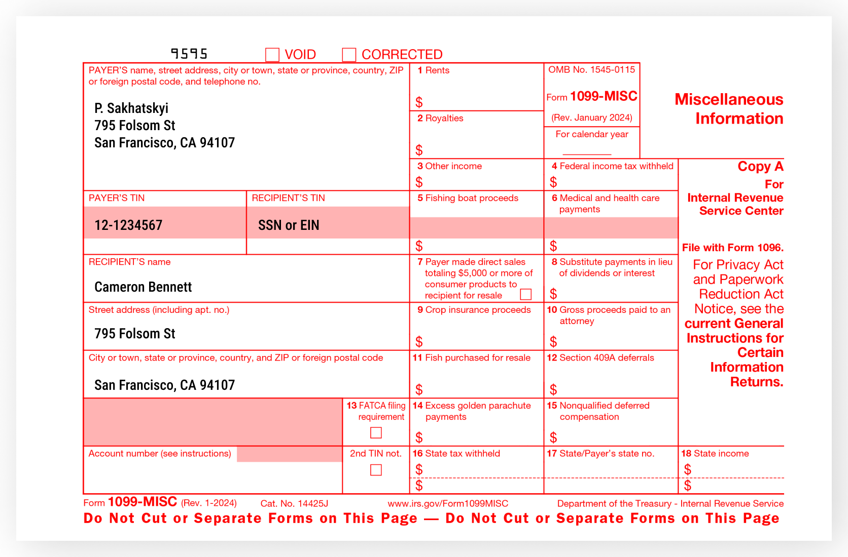Free Printable 1099 Forms 2025