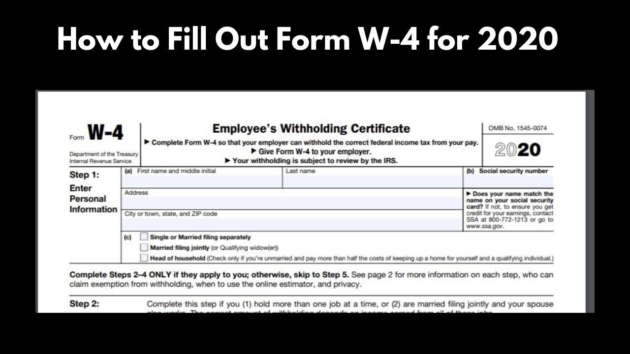 How To Fill Out The New W 4 Form 2020 Worksheets Library