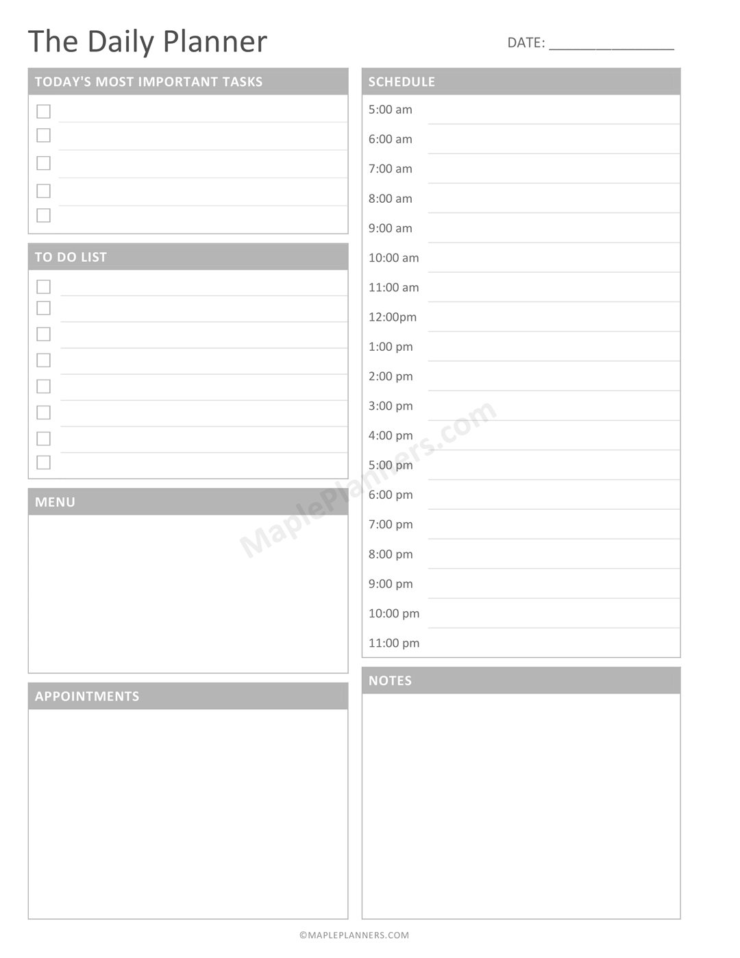 Free Half Sheet Planner Printables