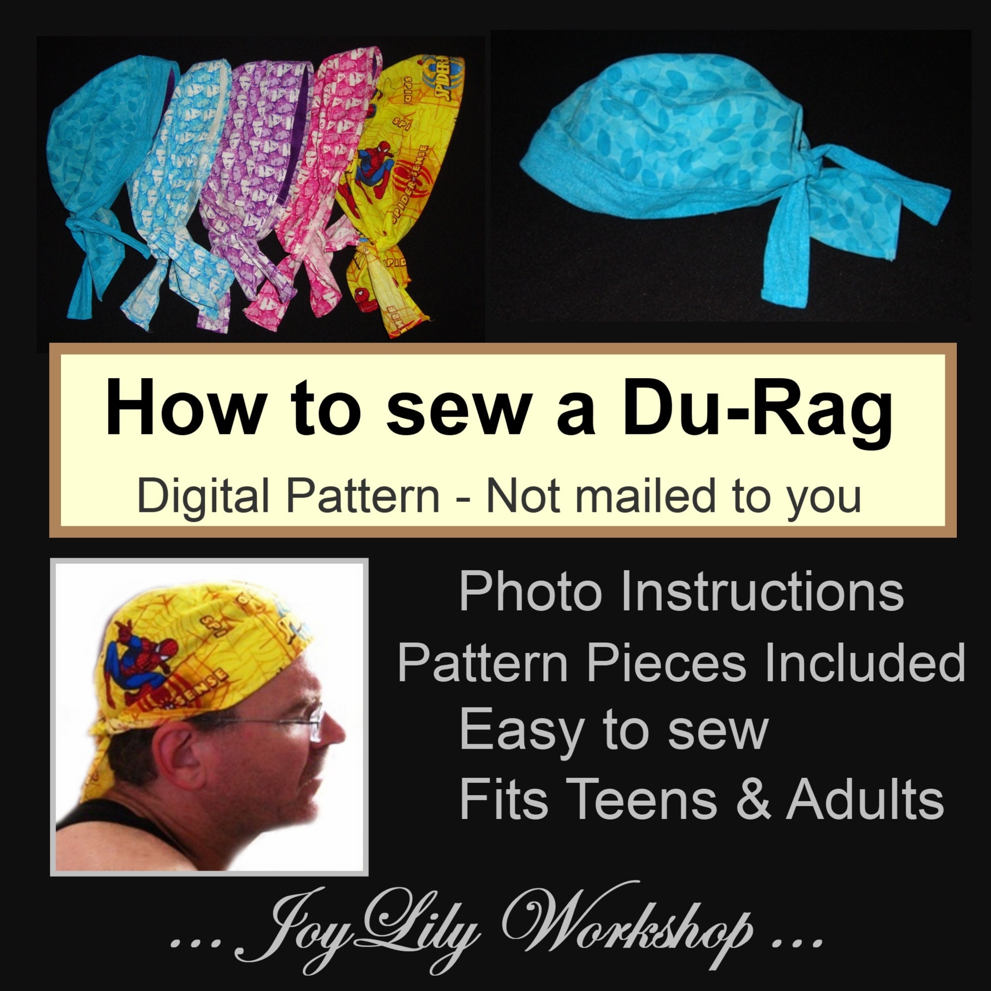 How To Sew A Du rag PDF Instructions With Color Photos And Includes Pattern Pieces EASY To Make Etsy