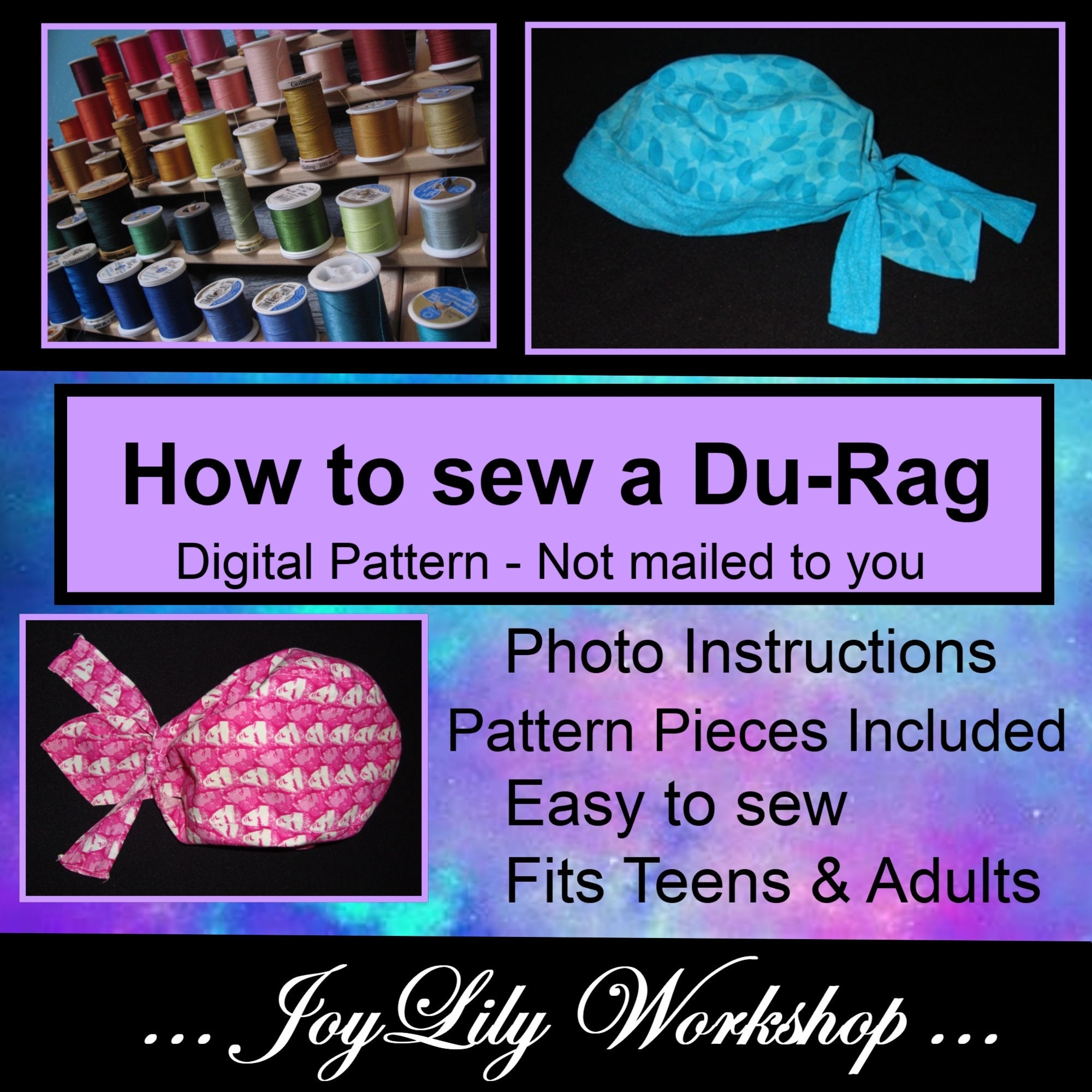 How To Sew A Du rag PDF Instructions With Color Photos And Pattern Pieces EASY To Sew Etsy