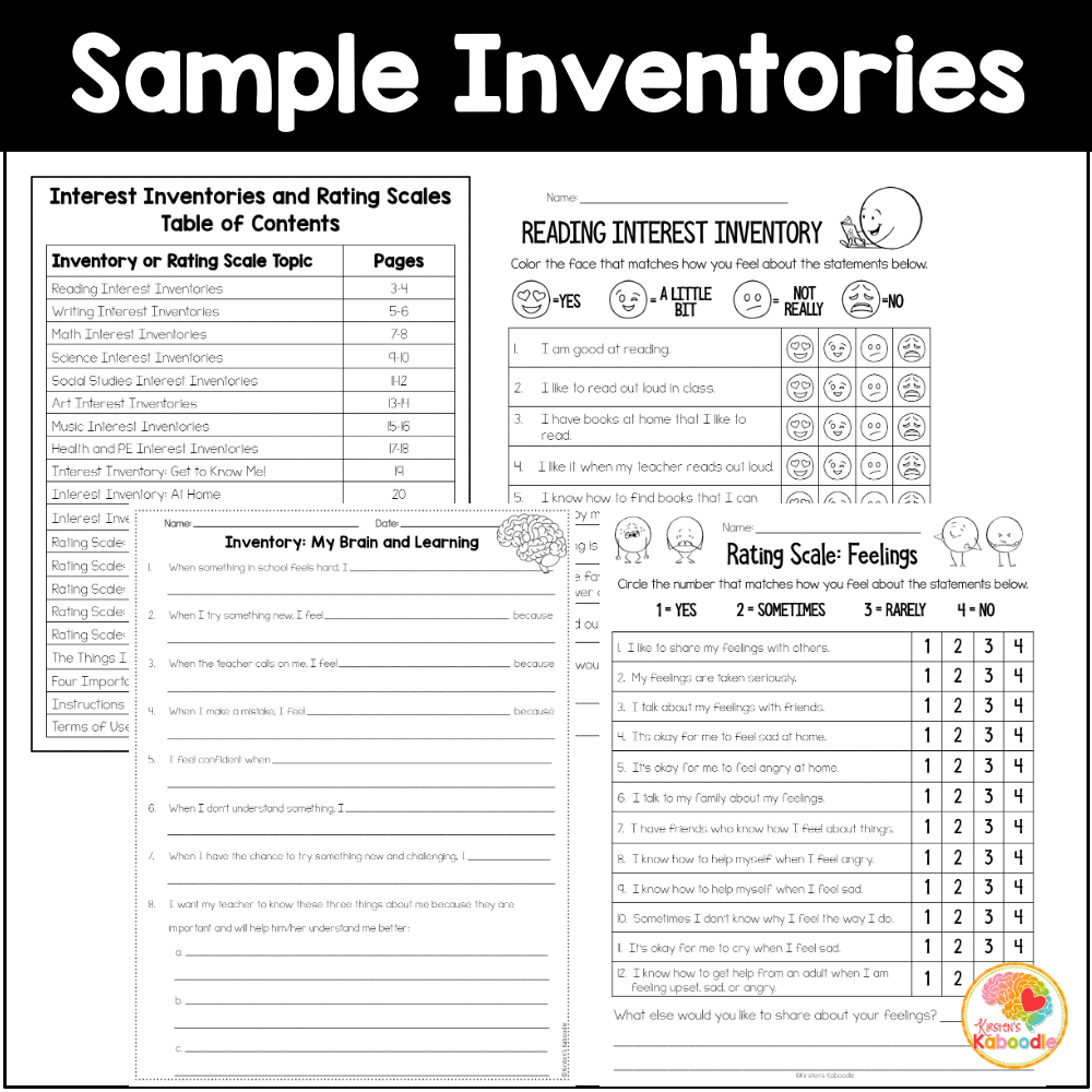Interest Inventory For Students Rating Scales And Activities