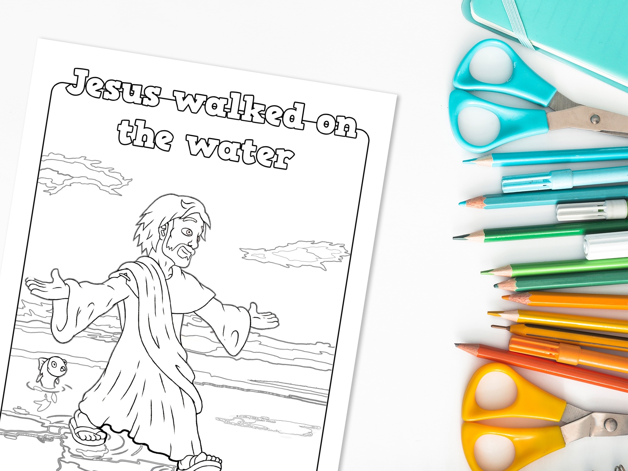 Jesus Walks On Water Coloring Page Printable