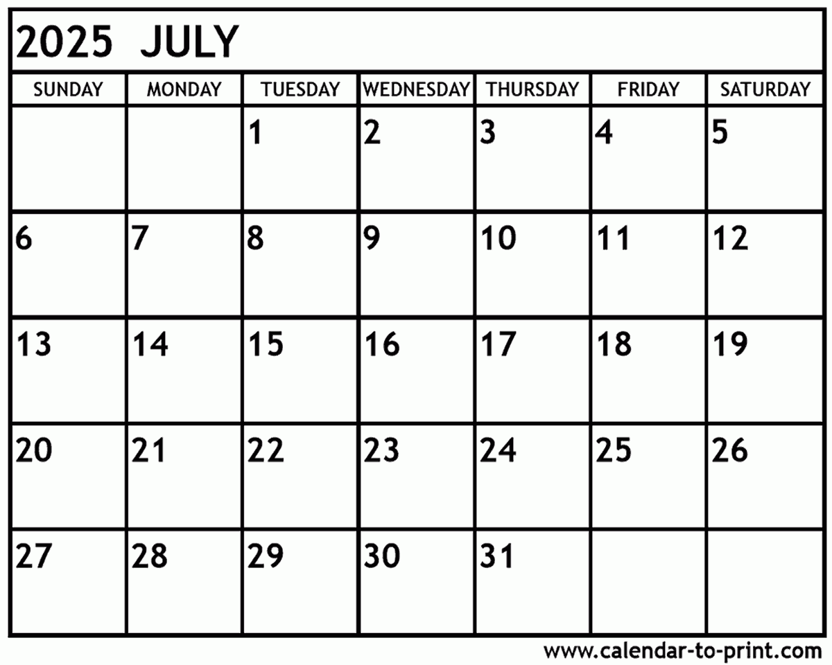 May June July 2025 Calendar Printable