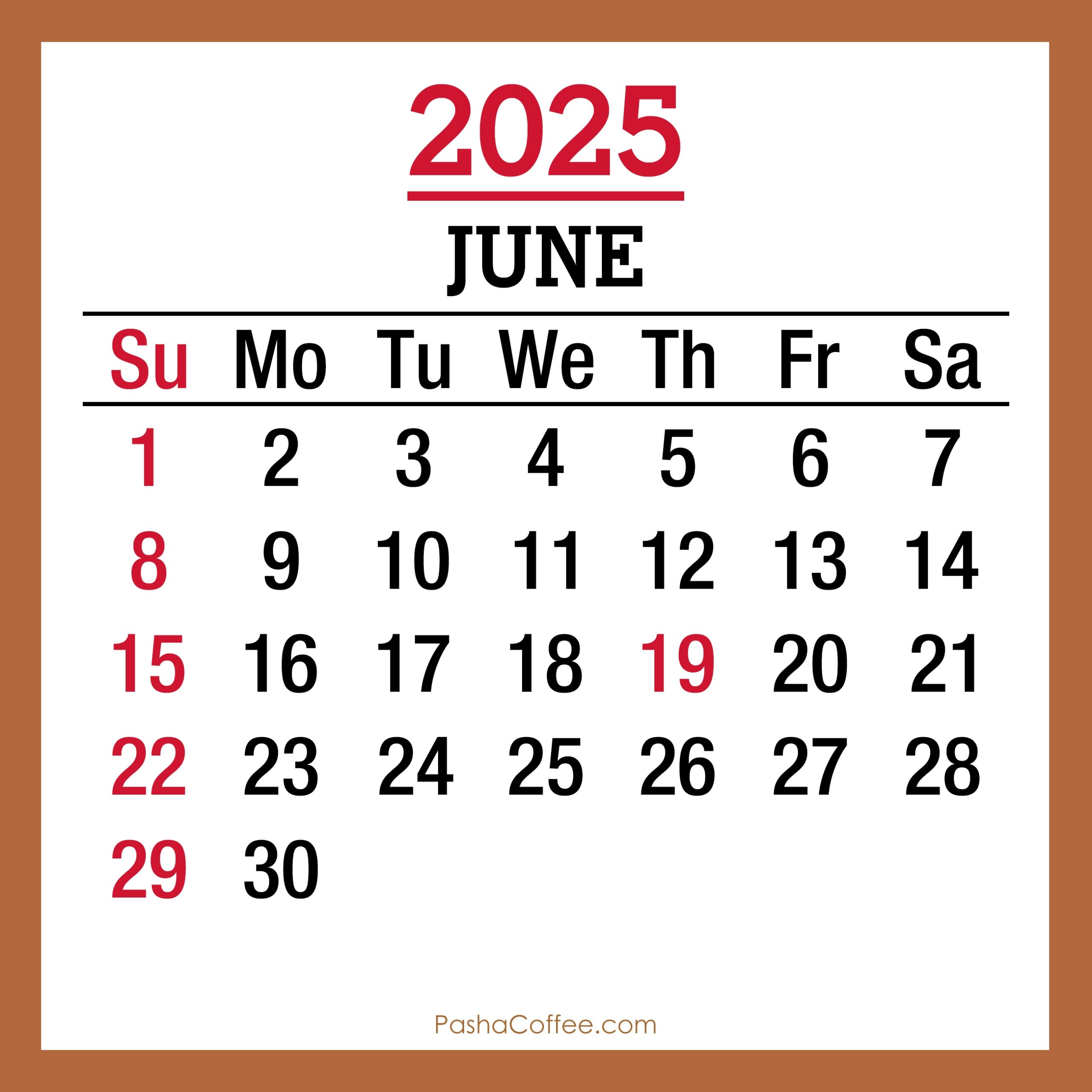 June 2025 Printable Calendar With Holidays