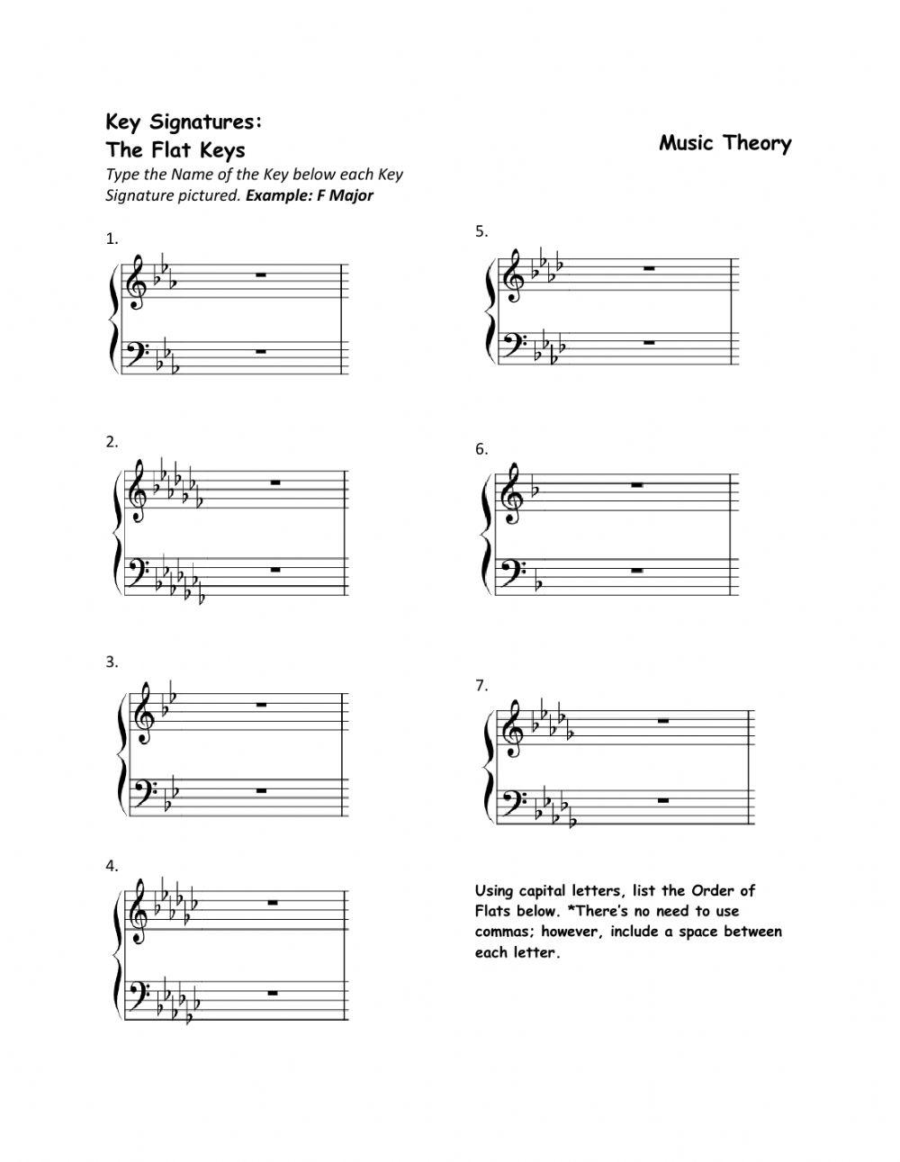 Key Signatures The Flat Keys Worksheet Live Worksheets Worksheets Library