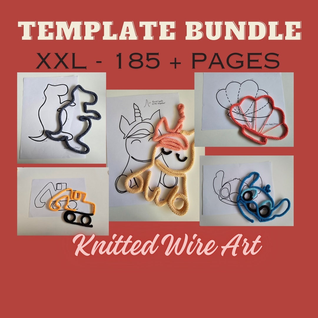 Knitted Wire Art Bundle Wire Motifs Tricotin Printable Template Knitting Wire Knitting Letters Hearts Flowers Motifs Alphabet Letter Number Etsy