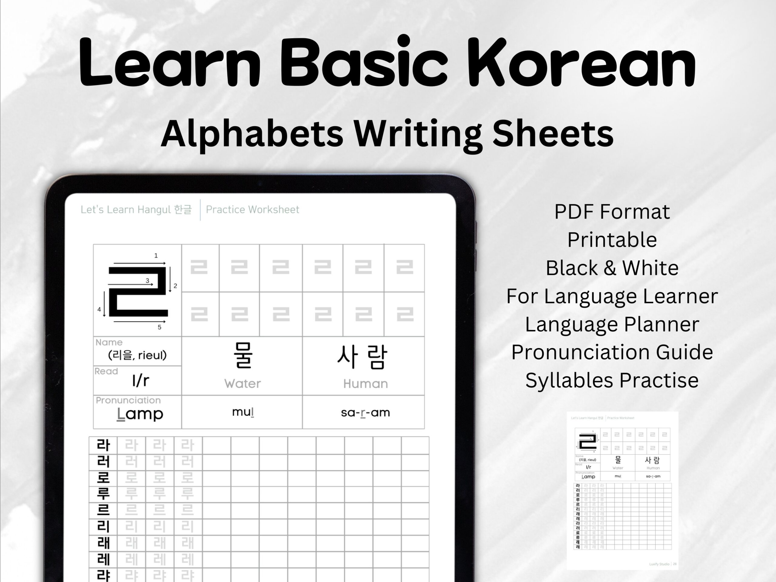 Korean Writing Practice Printable Hangul Workbook Learn Korean With Me Consonant And Vowel Korean Lettering Worksheet Homeschool Korean Etsy