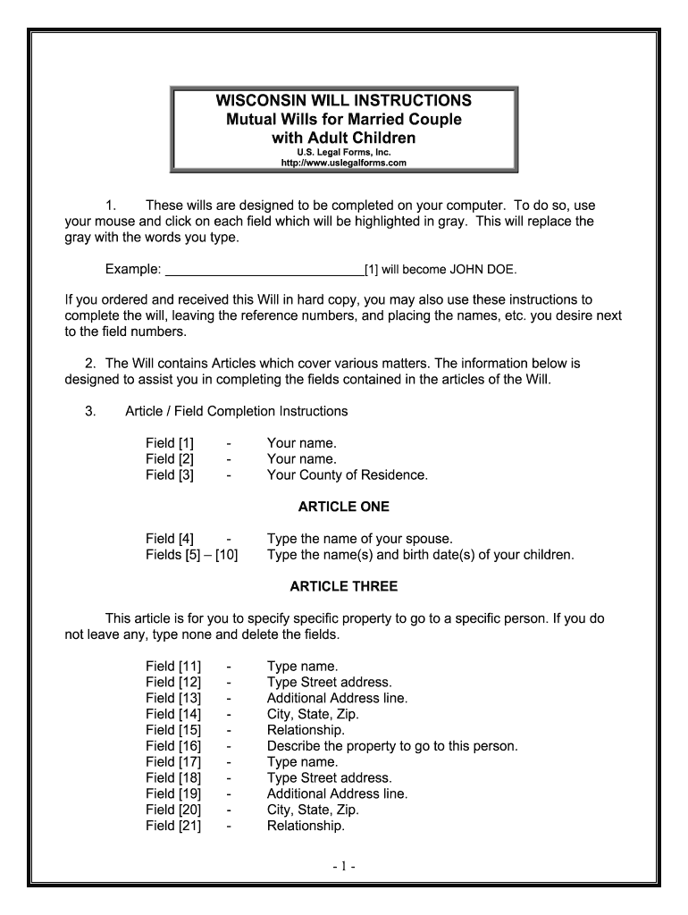 Printable Last Will And Testament Form Wisconsin Free