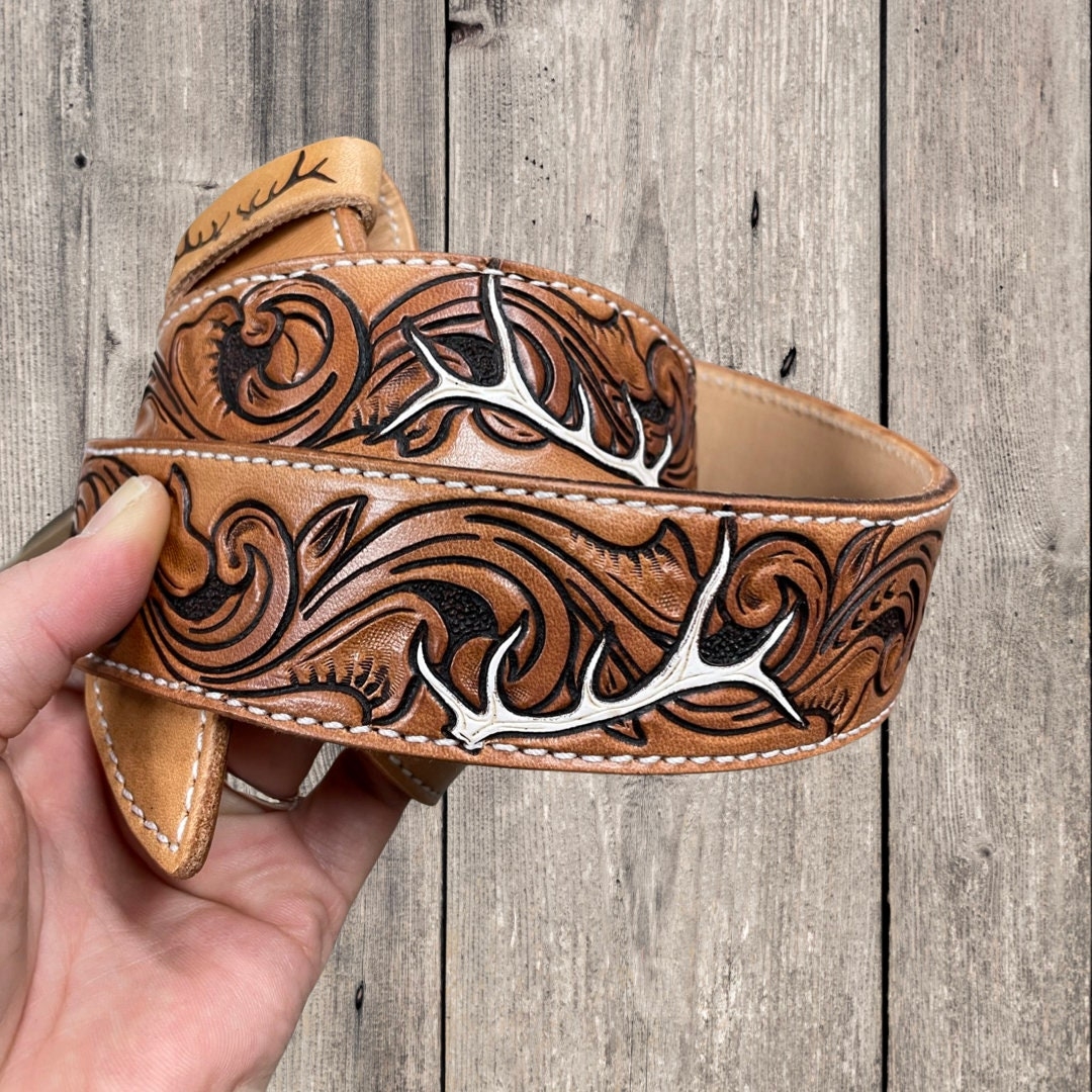 Leather Belt PDF Pattern Elk Antler Belt Tooling Patterns Etsy