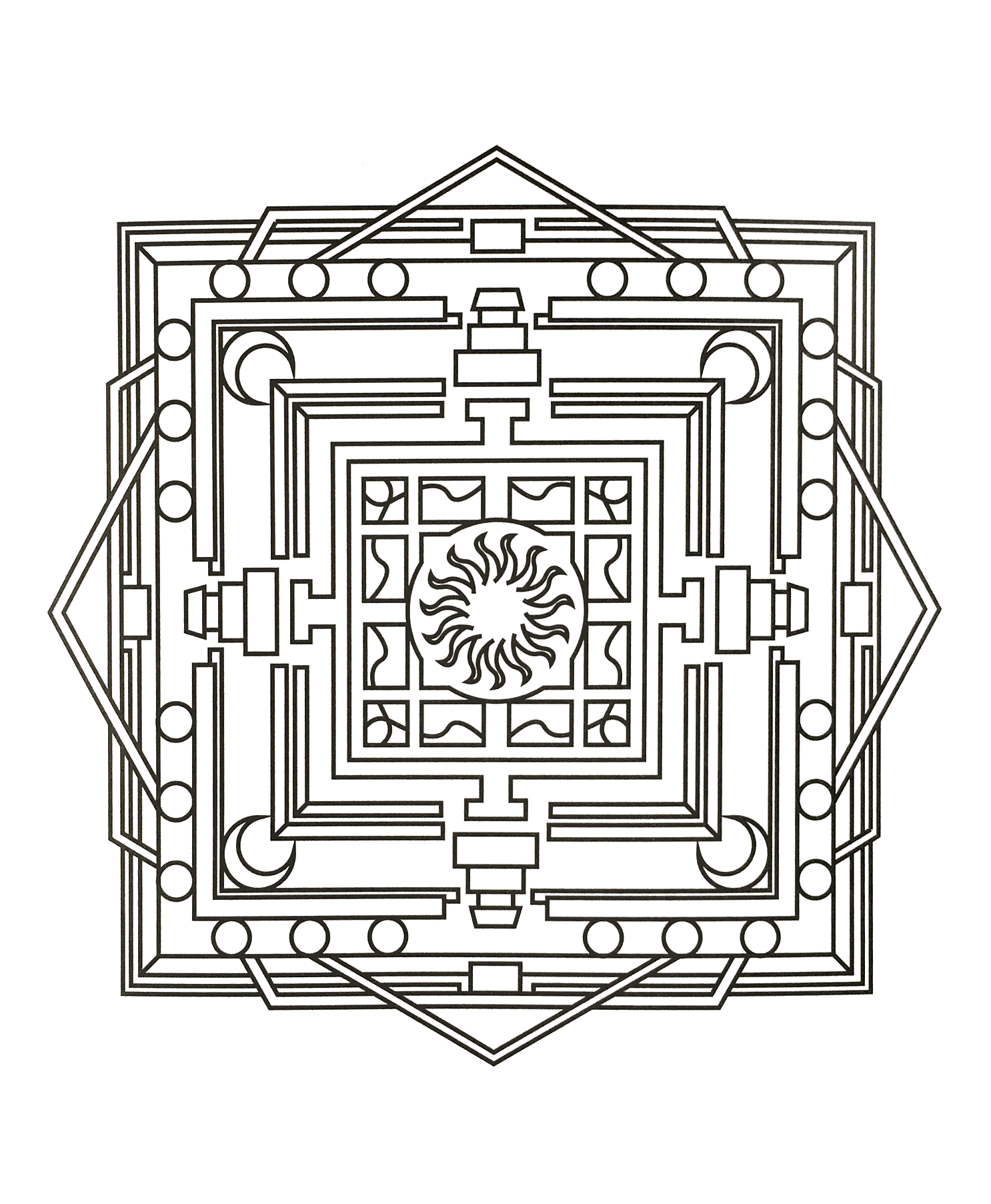 Mandala Inspired By Buddhism To Print Color Difficult Mandalas for Adults 