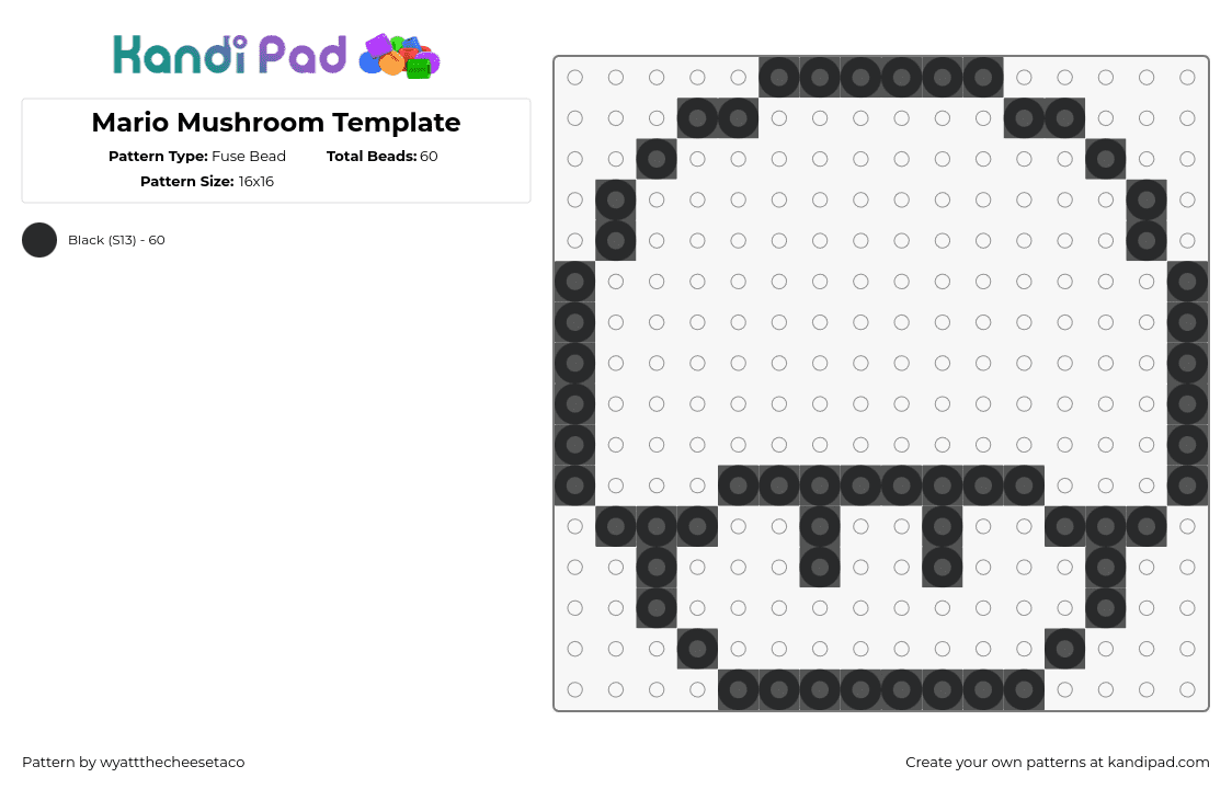 Mario Mushroom Template Kandi Pad Kandi Patterns Fuse Bead Patterns Pony Bead Patterns