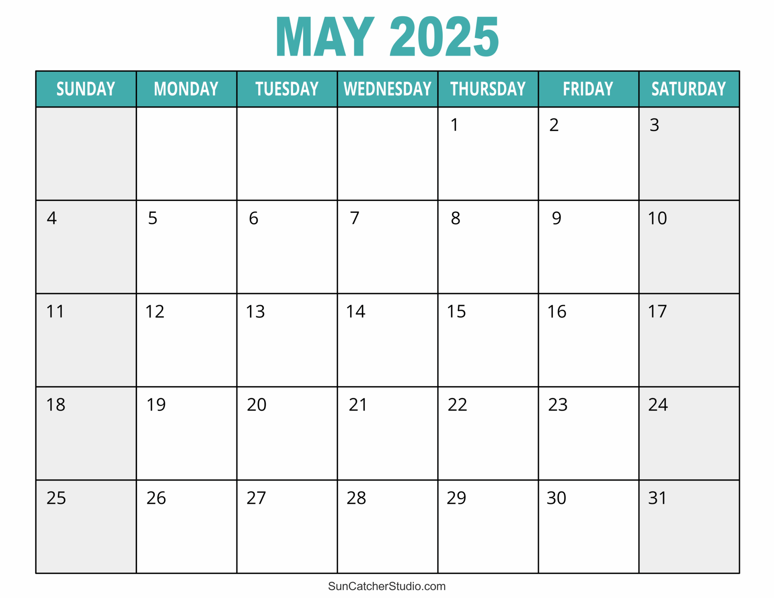 Free Printable 2025 Monthly Calendar
