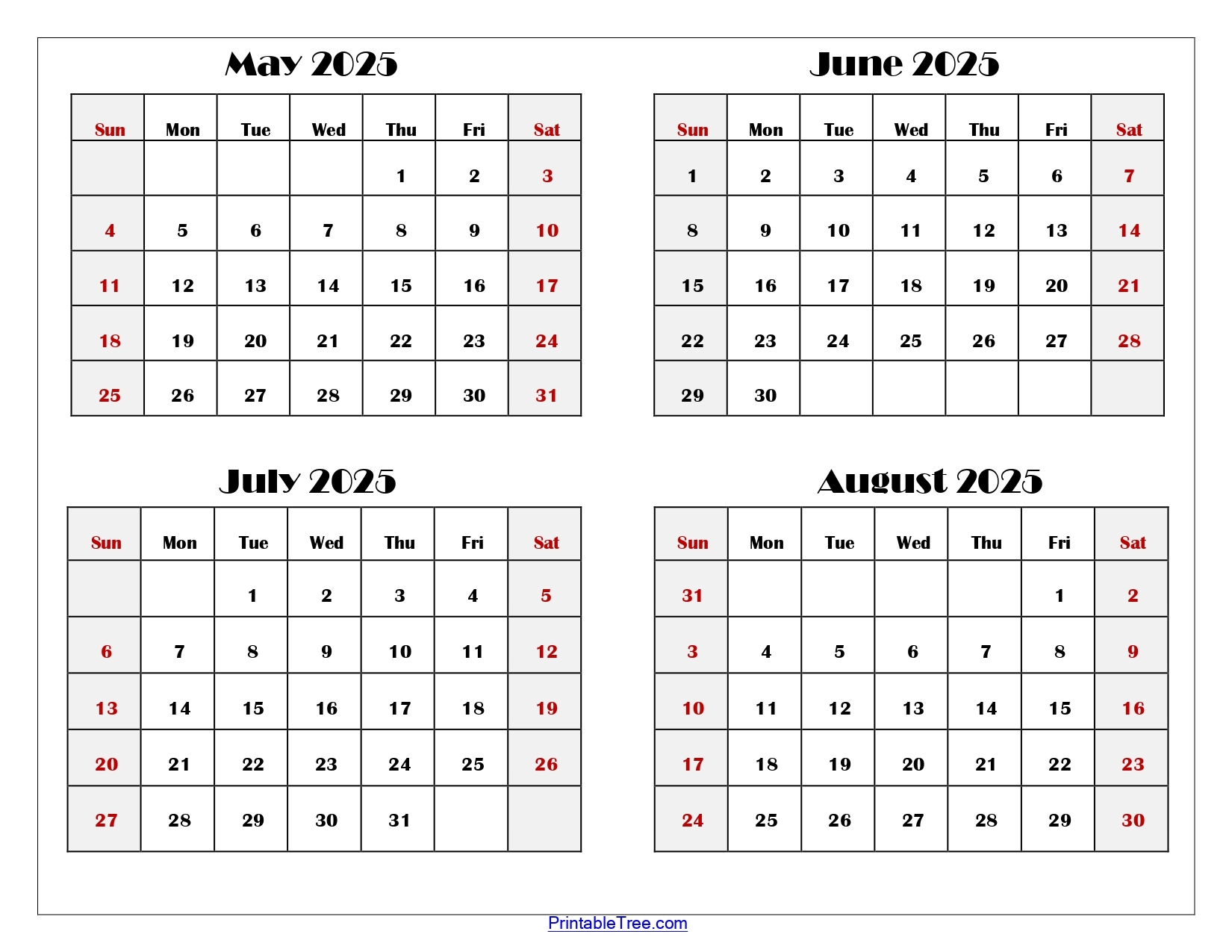 June July And August 2025 Calendar