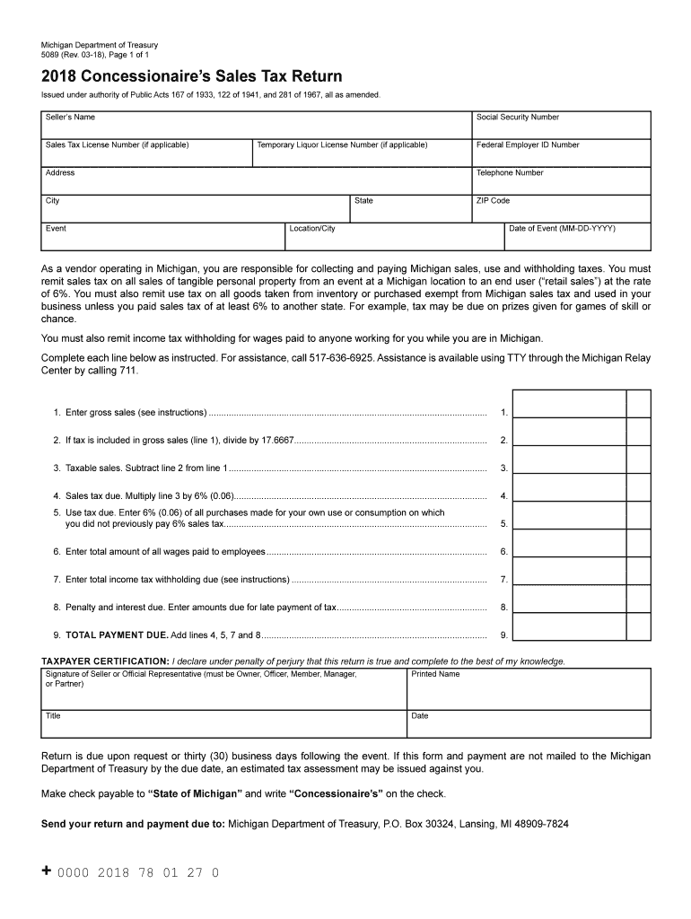 Michigan Sales Tax Form Fill Out Sign Online DocHub