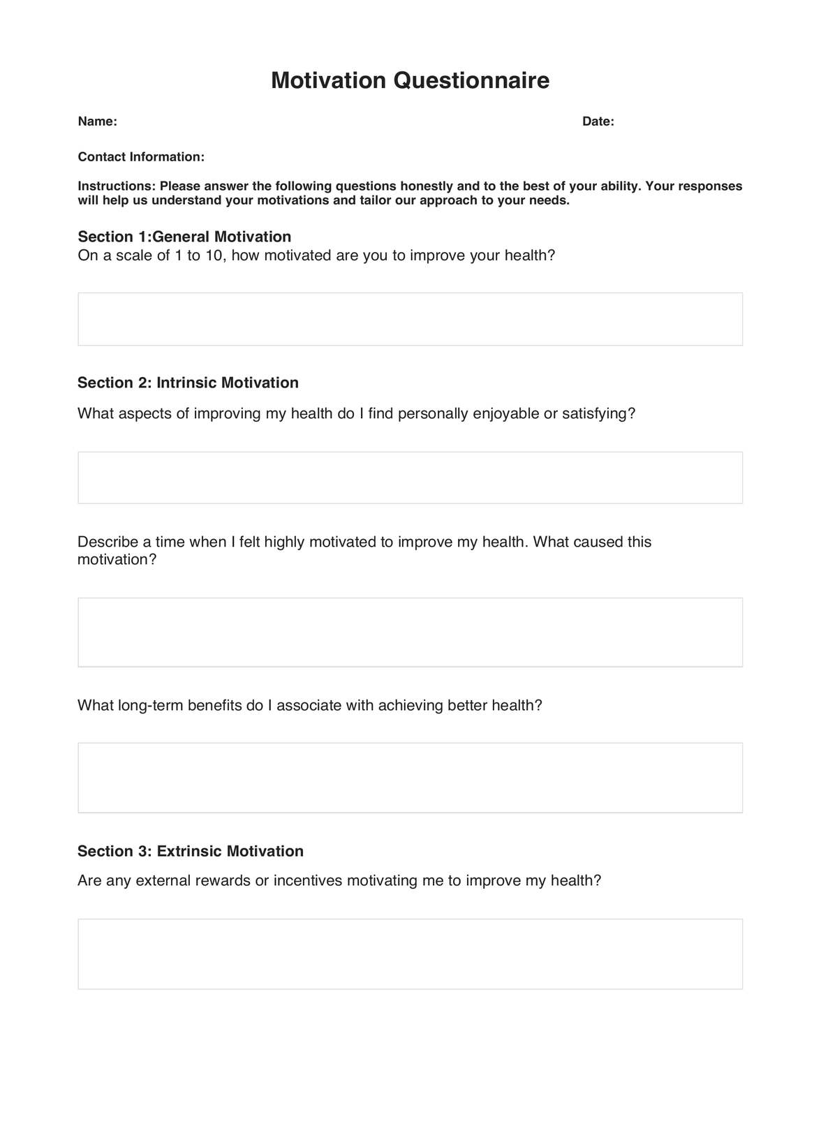 Academic Motivation Rating Scale Elementary School Printable