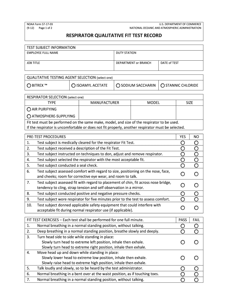 N95 Fit Test Form Fill Out Sign Online DocHub