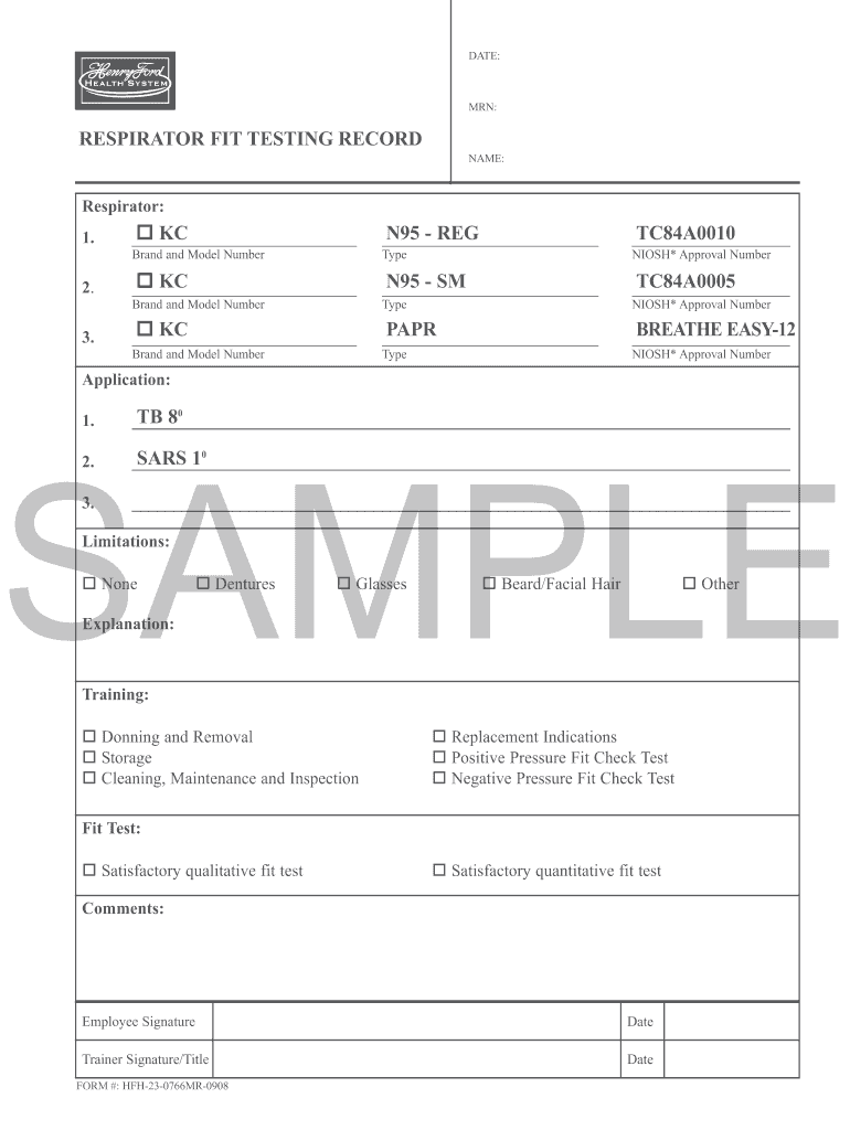 N95 Fit Test Form Fill Out Sign Online DocHub