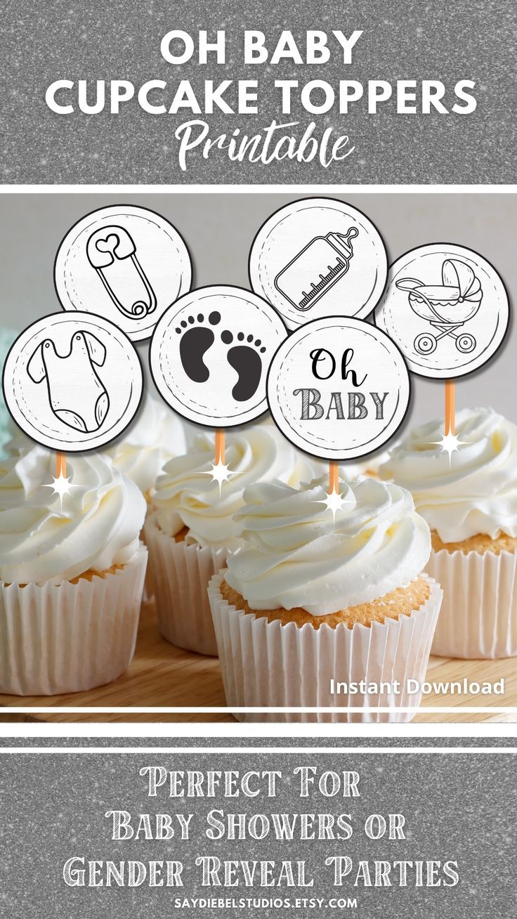 Oh Baby Hello Baby Cupcake Toppers Printable