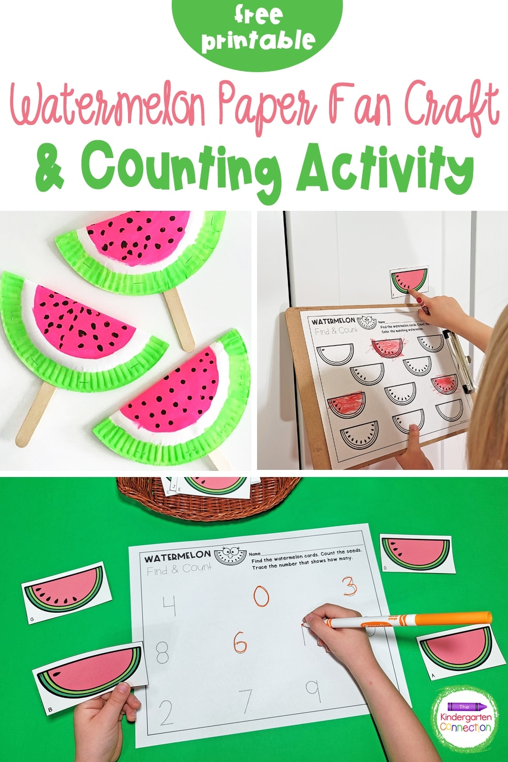 Paper Fan Watermelon Craft For Kids And FREE Counting Activity