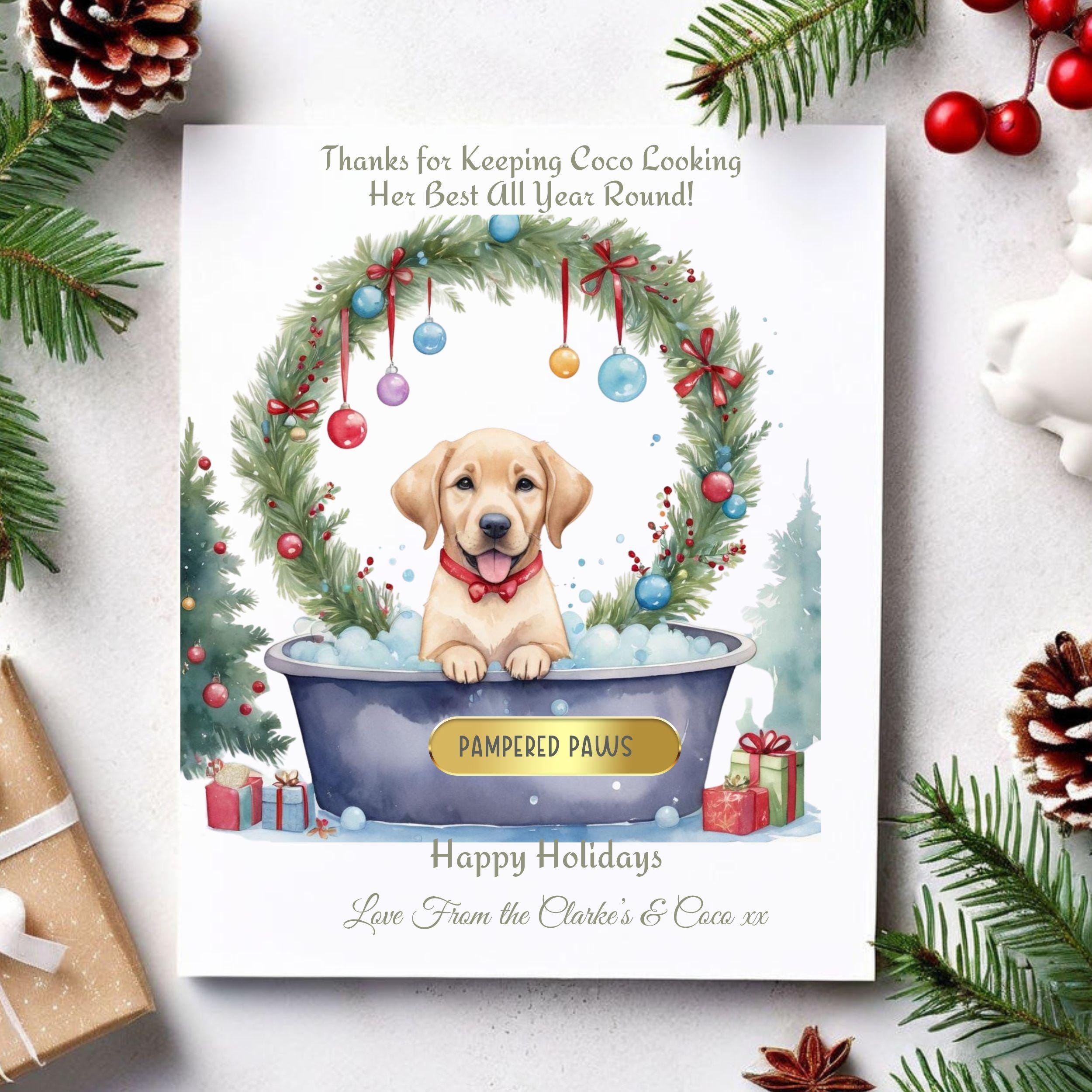 Personalised Dog Groomer Christmas Card Custom Thank You Holiday Card For Dog Groomers Personalized With Dog Groomers Name Message Etsy