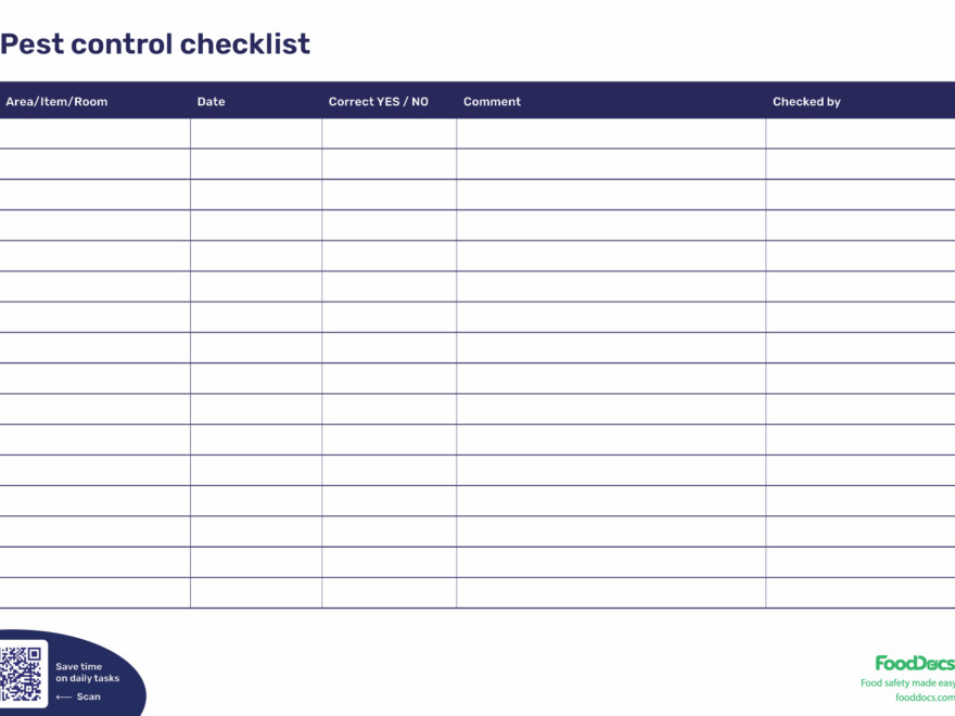 Pest Control Checklist Download Free Template