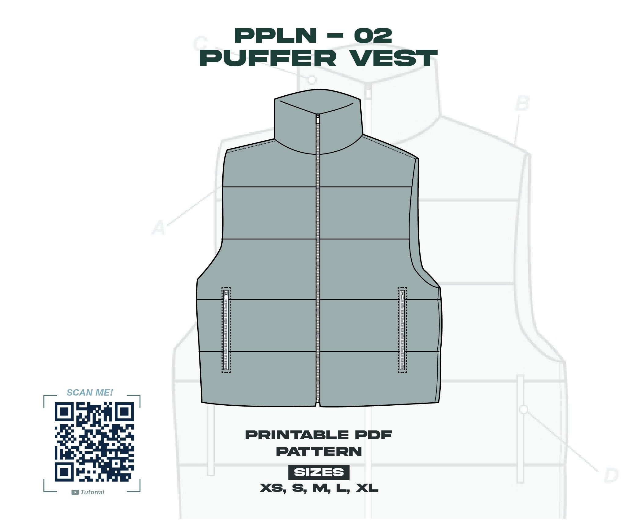 PPLN 02 Puffer Vest Printable PDF Pattern Etsy